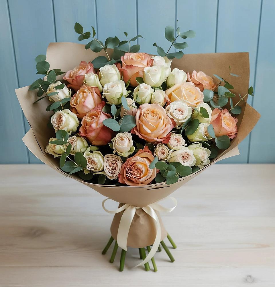 Букет цветов из: Альстромерии и Розы в Казьминском