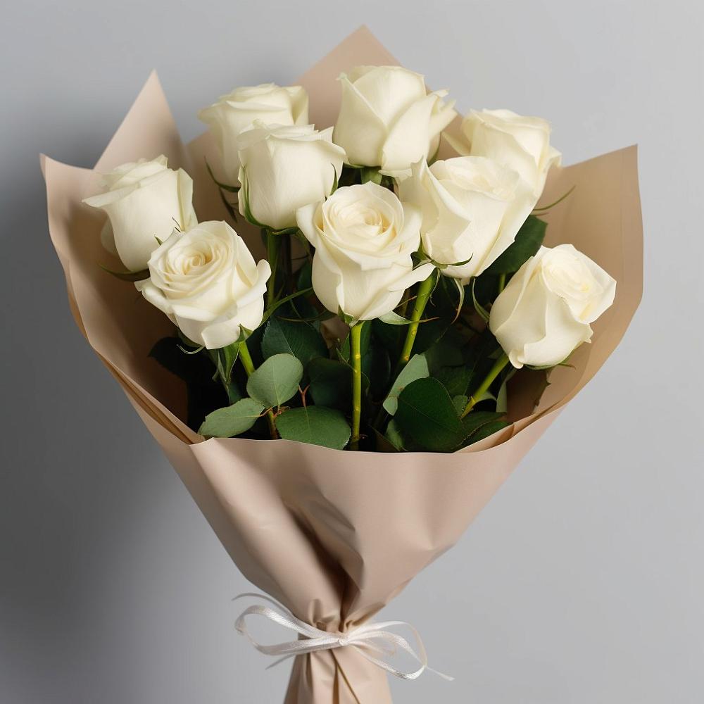 Букет 9 Белых роз Эдлесс Лав в Казьминском