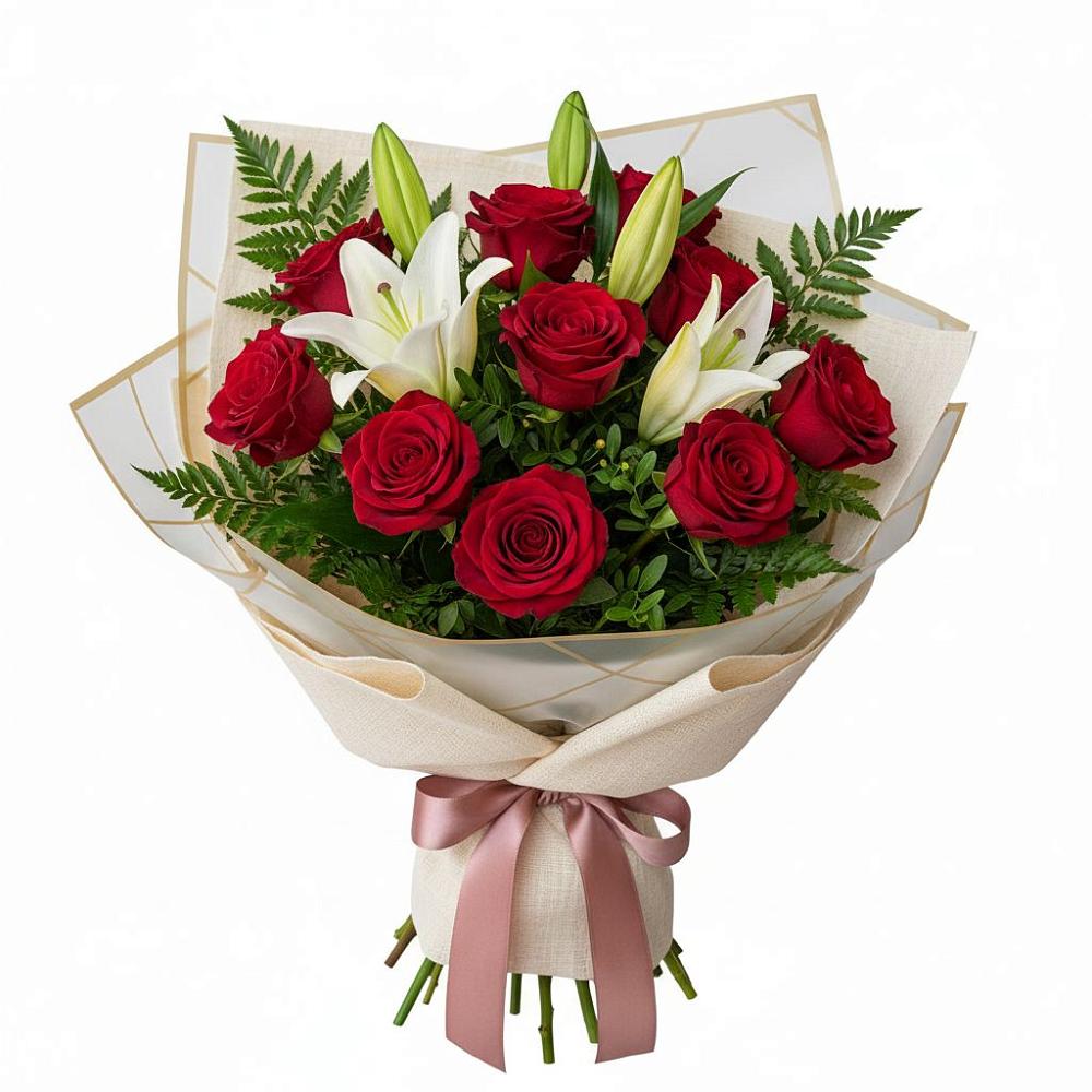 Букет цветов из: Лилии и Розы в Казьминском