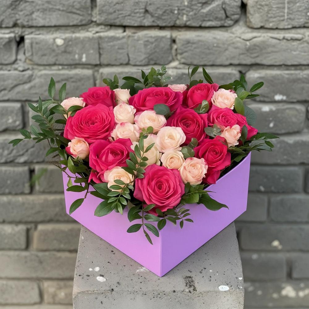 Цветочная композиция из Розы в коробке в Казьминском