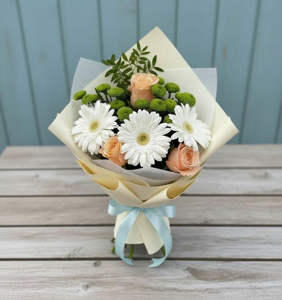Букет цветов из: Герберы, Розы и Хризантемы в Казьминском