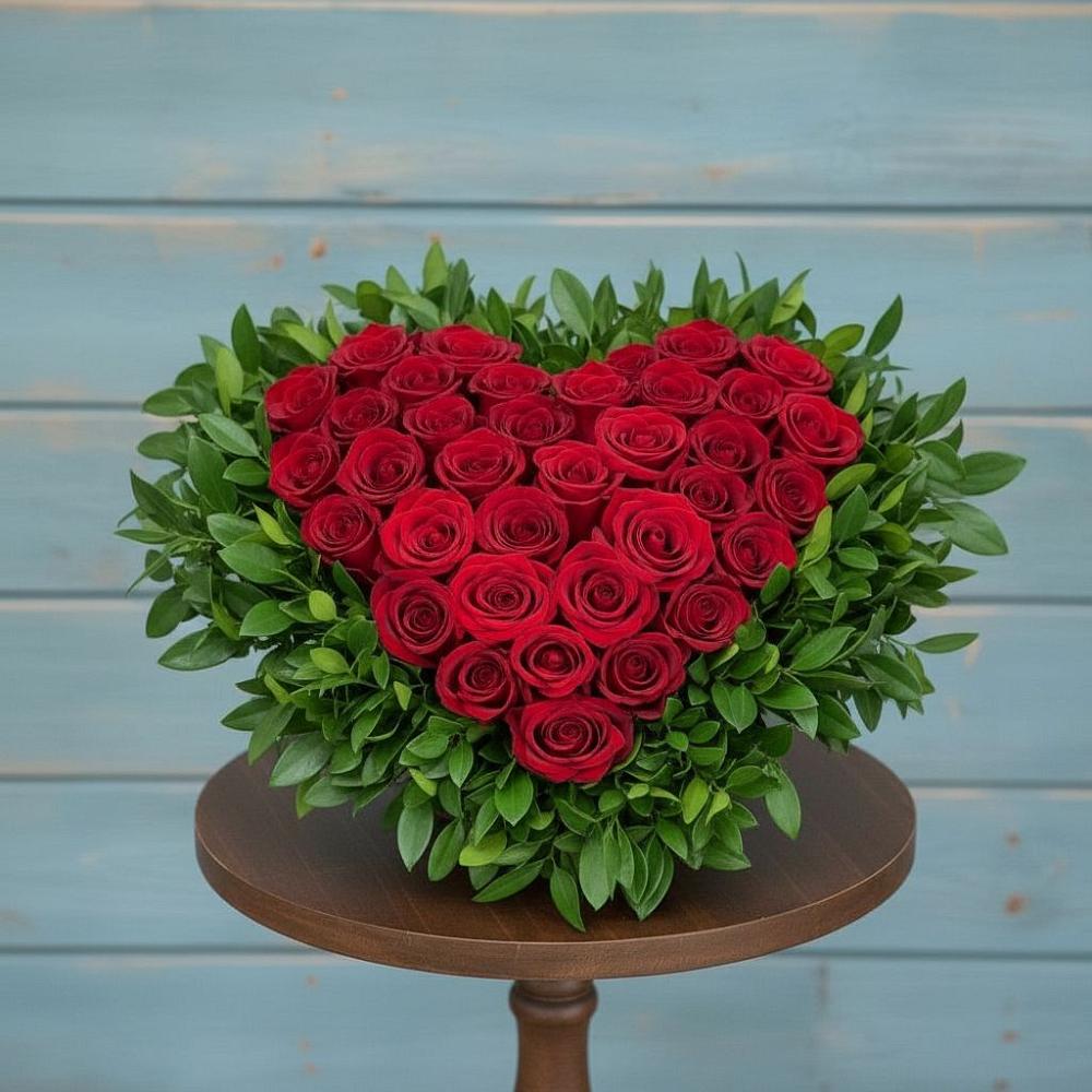 Цветочная композиция из Розы в виде сердца в Казьминском