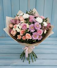 Букет цветов из:  Хризантемы, Розы и Альстромерии в Казьминском