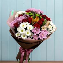 Букет цветов из:  Розы, Хризантемы и Альстромерии #REPLACE_PRED# Казьминском
