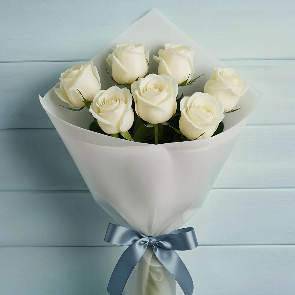 Букет 7 Белых роз Эдлесс Лав в Казьминском